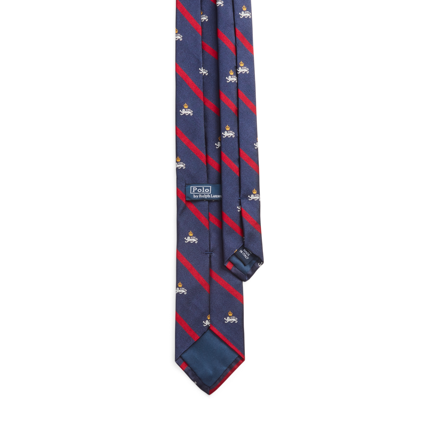 Мужской галстук Ralph Lauren Striped Silk Repp Narrow Club Tie, цвет: Тёмно-синий — фото 1