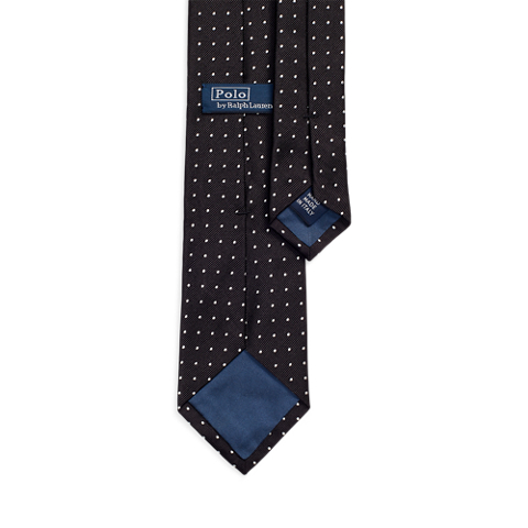 Мужской галстук Ralph Lauren Polka-Dot Silk Repp Tie, цвет: Чёрный / Белый