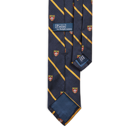 Мужской галстук Ralph Lauren Striped Silk Narrow Club Tie, цвет: Тёмно-синий