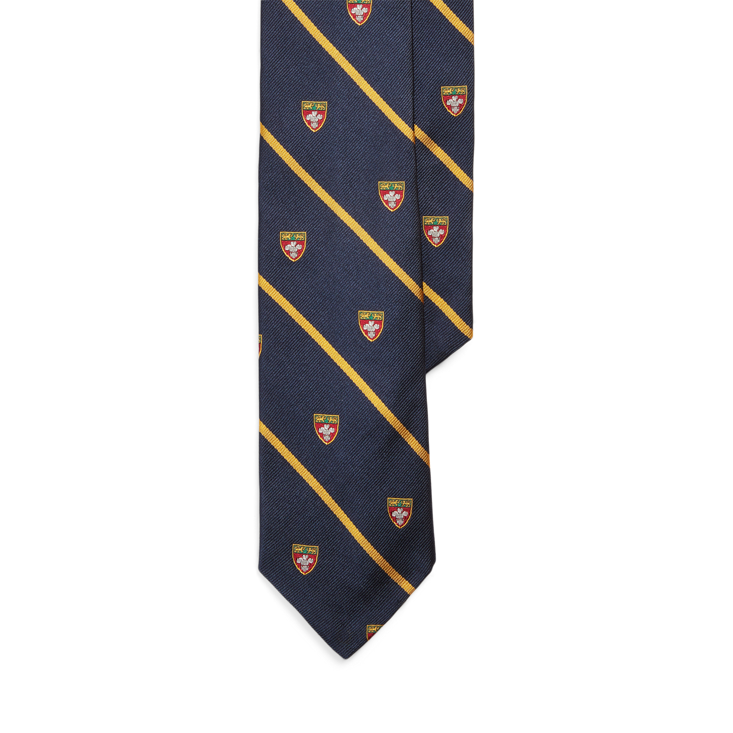 Мужские галстуки Ralph Lauren Striped Silk Narrow Club Tie, цвет: Тёмно-синий — фото 3