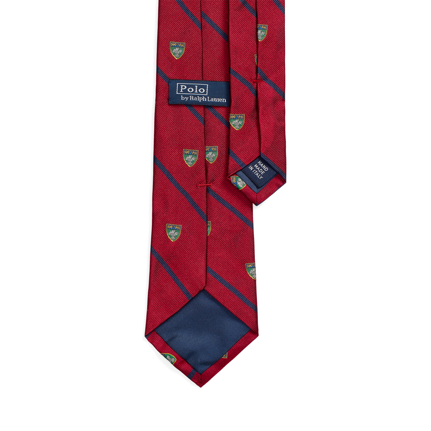 Мужской галстук Ralph Lauren Striped Silk Repp Narrow Club Tie, цвет: Красный — фото 1