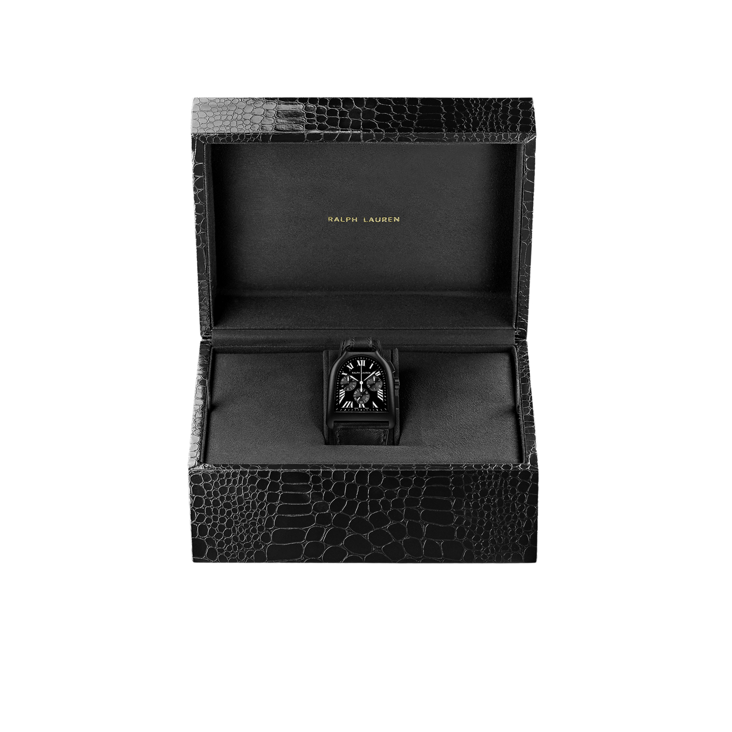 Часы Ralph Lauren Stirrup Large Chronograph PVD Black Dial, цвет: Чёрный — фото 5