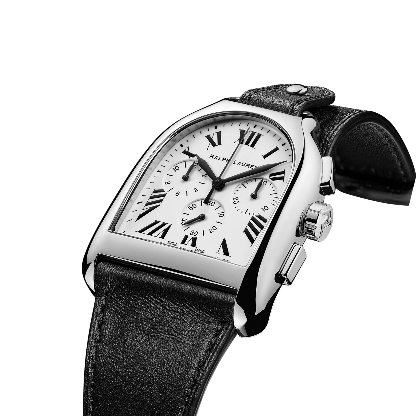 Мужские часы Ralph Lauren Large Chronograph Steel White Dial, цвет: Белый — фото 1
