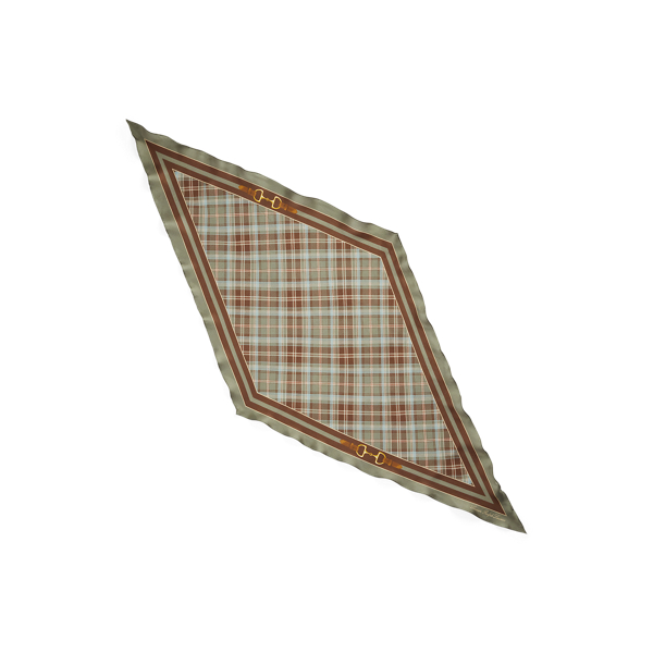Light Teal Heather Wren Plaid Silk Twill Diamond Scarf Lauren 2