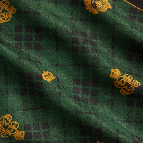 Green Colette Plaid Crest-Motif Silk Scarf Lauren 3