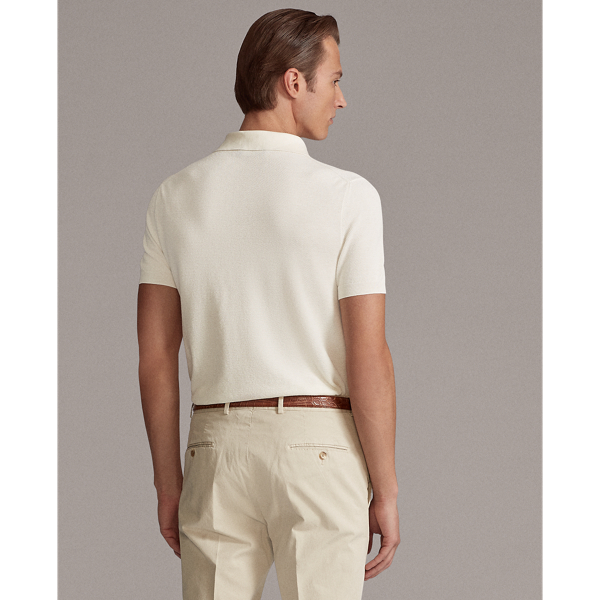 Classic Cream Silk-Cotton Polo Jumper Purple Label 6