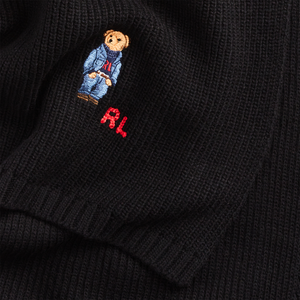 Rippenstrickschal mit Polo Bear Polo Ralph Lauren in Schwarz 2