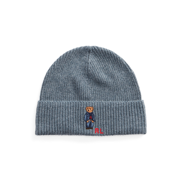 Rippenstrickm&uuml;tze mit Polo Bear Polo Ralph Lauren in 1
