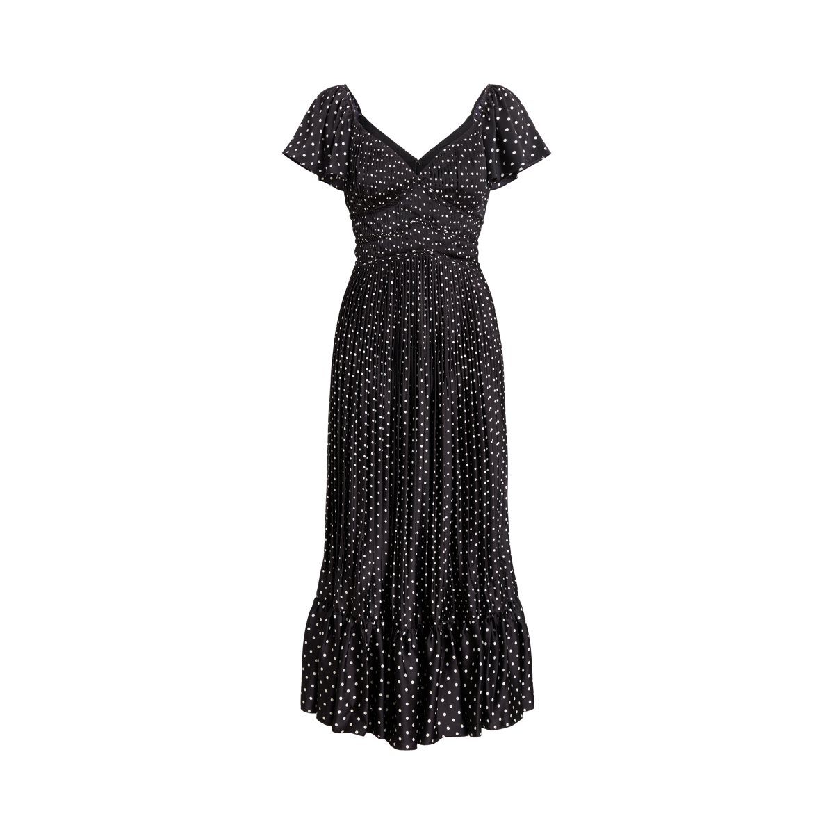 【Polo Ralph Lauren】Polka Dot Maxi Halter Dress Lauren Ralph Lauren Women's Polka-Dot Belted Georgette