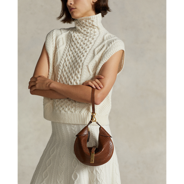 Cuoio Polo ID Croc-Embossed Mini Shoulder Bag Polo Ralph Lauren 7