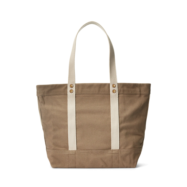 Madison Tan Canvas Medium Polo Bear Tote Polo Ralph Lauren 3