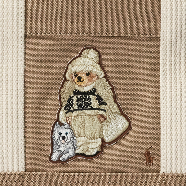 Madison Tan Canvas Medium Polo Bear Tote Polo Ralph Lauren 5