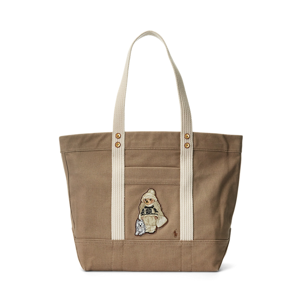 Canvas polo bear tote bag on sale