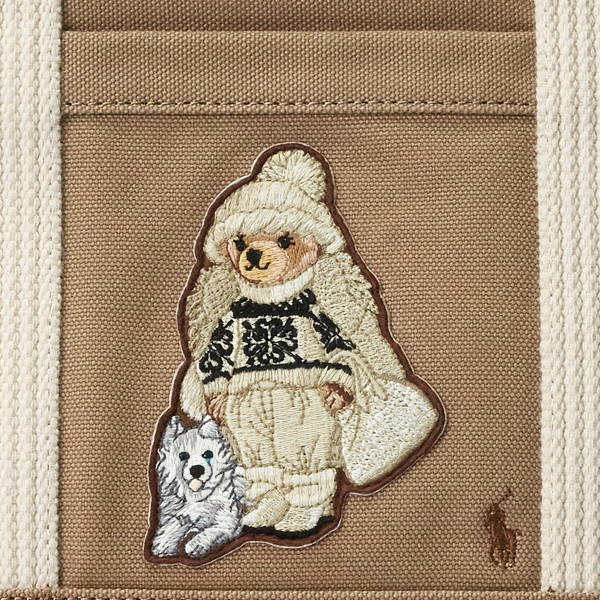 Madison Tan Canvas Small Polo Bear Tote Polo Ralph Lauren 6
