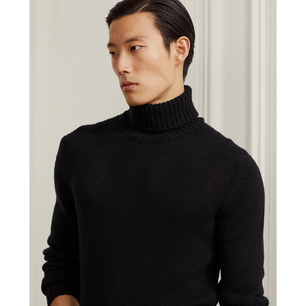 Classic Black Cashmere Turtleneck Sweater Purple Label 6
