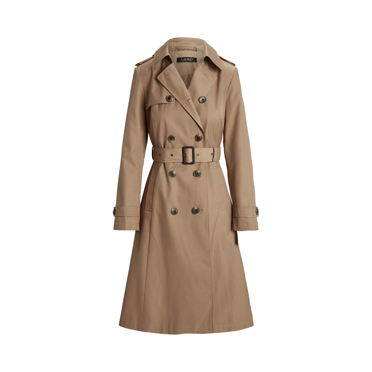 Double Breasted Cotton Blend Trench Coat