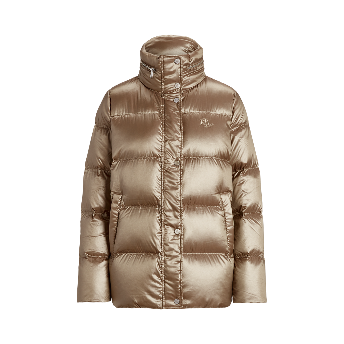 Metallic Hooded Down Coat