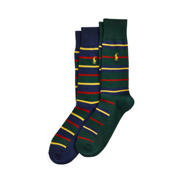 Chaussettes hautes en coton m&eacute;lang&eacute; ray&eacute;