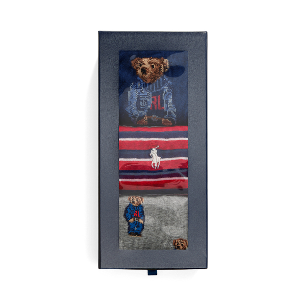 Polo Bear &amp; Striped 3-Sock Gift Set