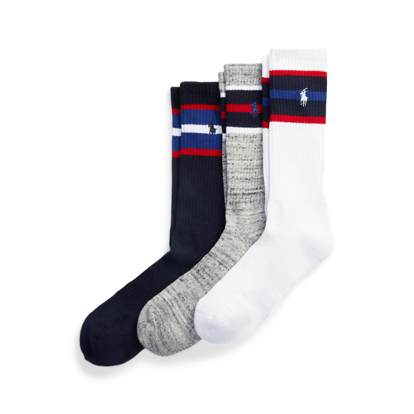 Striped-Cuff Crew Sock 3-Pack