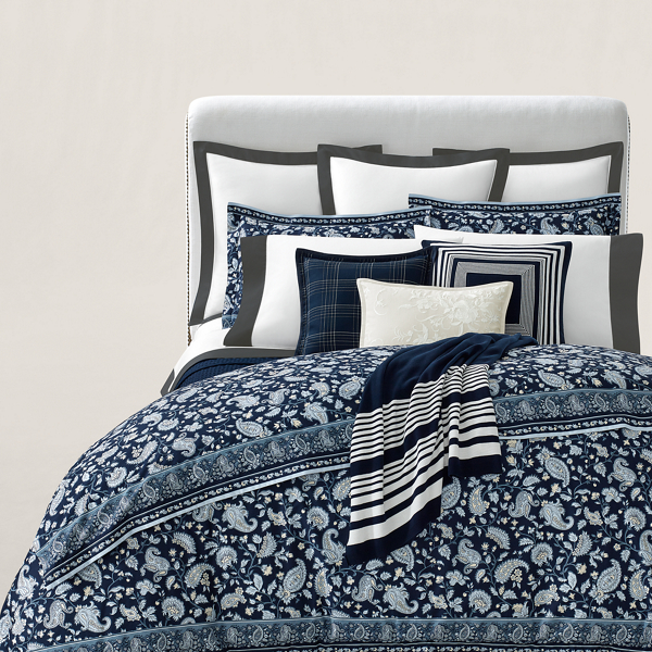 Ralph Lauren Home オーガニック コットン サティーン ボーダー シーティング トゥルー グラファイト 5