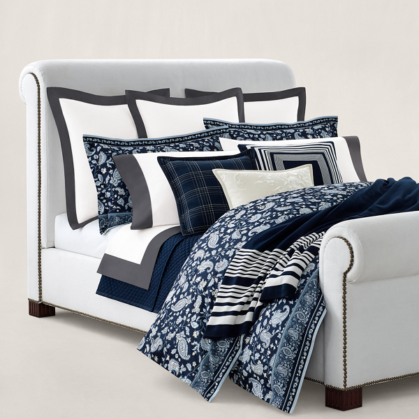 Ralph Lauren Home オーガニック コットン サティーン ボーダー シーティング トゥルー グラファイト 6