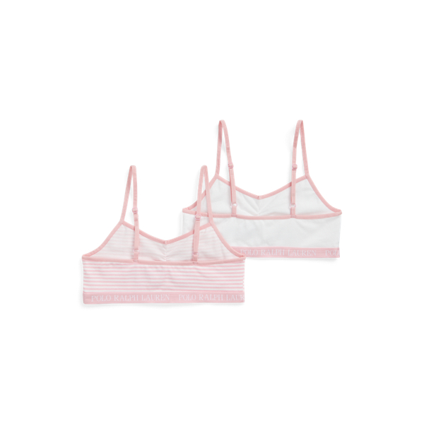 Carmel Pink Striped Stretch Jersey Bralette 2-Pack Girls 7-16 2