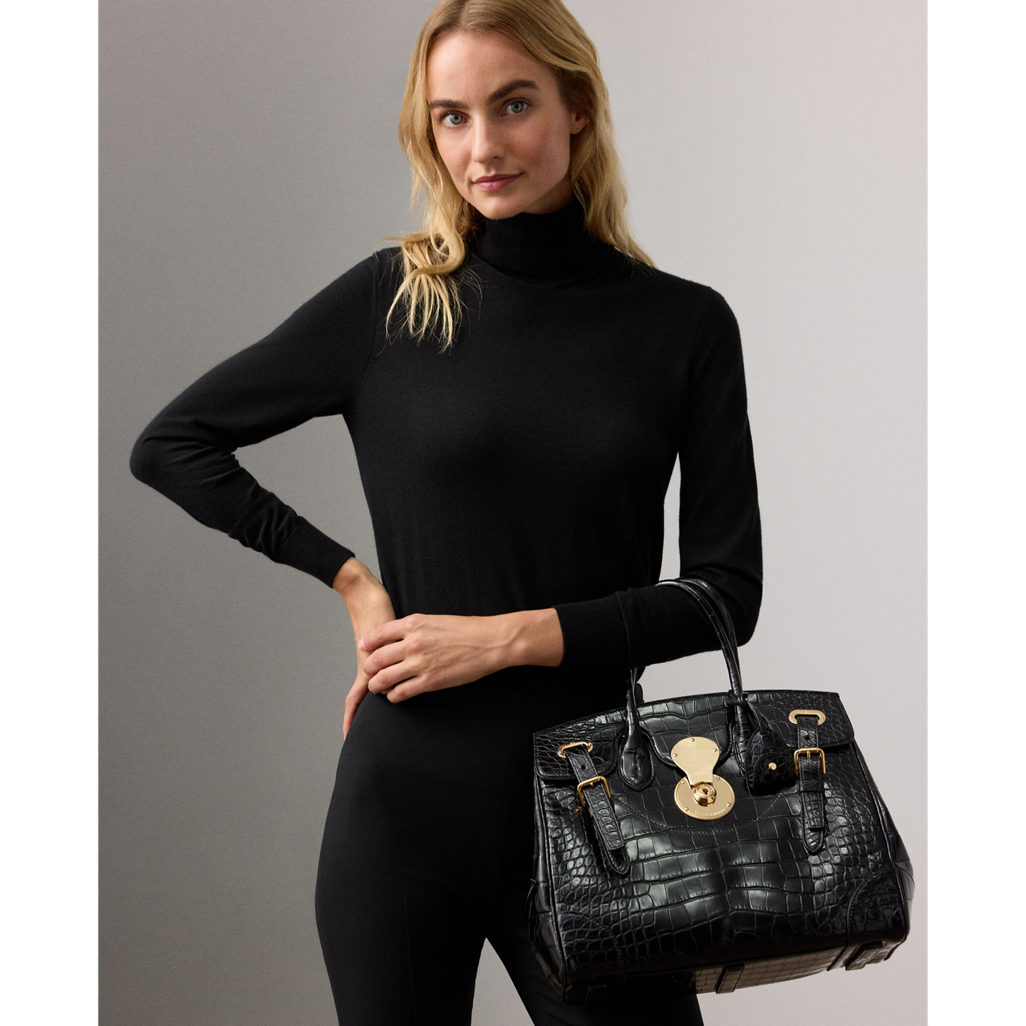 Женская сумка Ralph Lauren Ricky 33 Alligator, цвет: Чёрный — фото 5