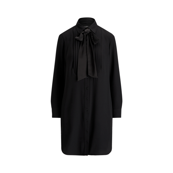 Tie-Neck Georgette Shirtdress Lauren 1