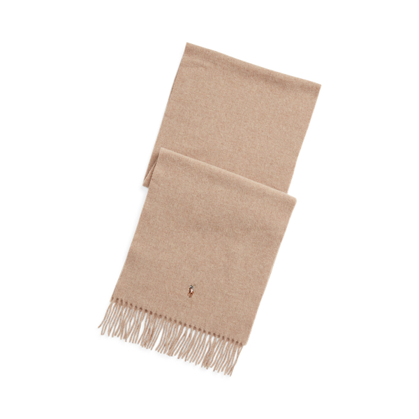 RL Brown Hthr Fringe Virgin Wool Scarf Polo Ralph Lauren 1