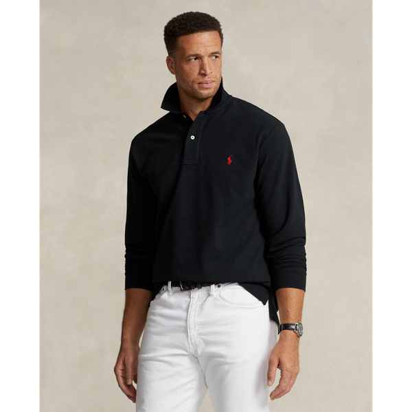 Mesh Long-Sleeve Polo Shirt