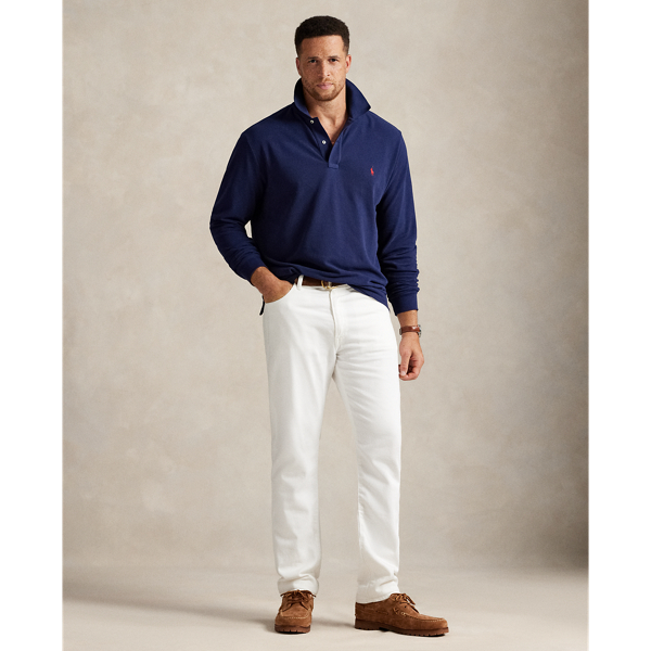 Mesh Long-Sleeve Polo Shirt