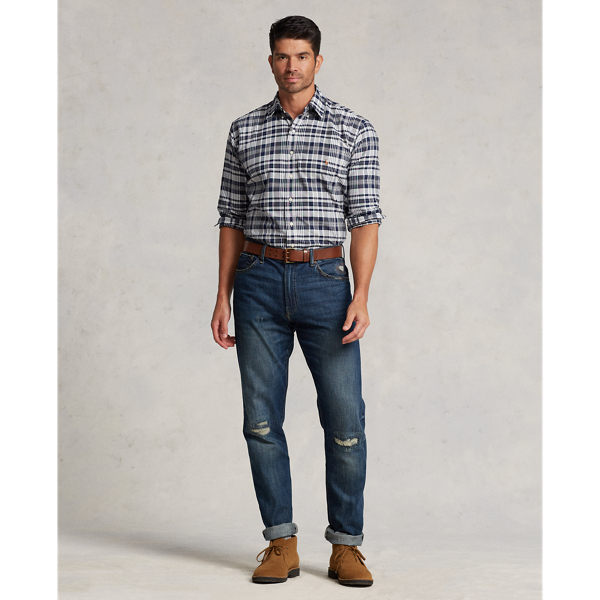 Grey Heather/Navy Multi Plaid Oxford Shirt Big & Tall 3