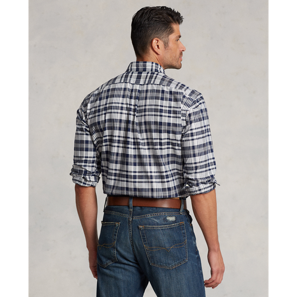 Grey Heather/Navy Multi Plaid Oxford Shirt Big & Tall 4