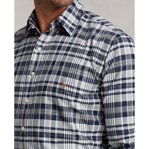 Grey Heather/Navy Multi Plaid Oxford Shirt Big & Tall 5