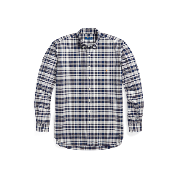 Grey Heather/Navy Multi Plaid Oxford Shirt Big & Tall 2