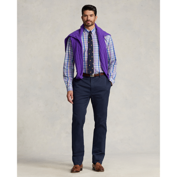 Purple/Yellow Multi Plaid Stretch Poplin Shirt Big & Tall 4