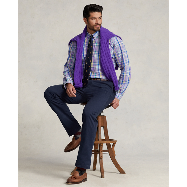 Purple/Yellow Multi Plaid Stretch Poplin Shirt Big & Tall 1