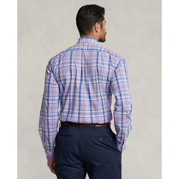 Purple/Yellow Multi Plaid Stretch Poplin Shirt Big & Tall 5