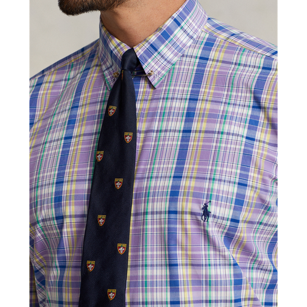Purple/Yellow Multi Plaid Stretch Poplin Shirt Big & Tall 6