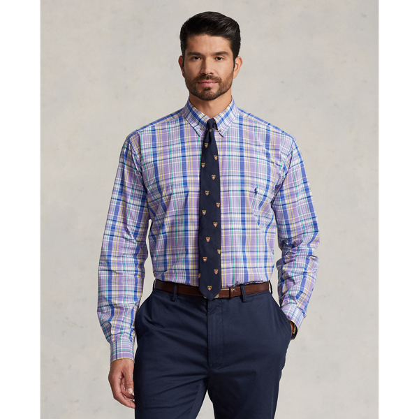 Purple/Yellow Multi Plaid Stretch Poplin Shirt Big & Tall 7