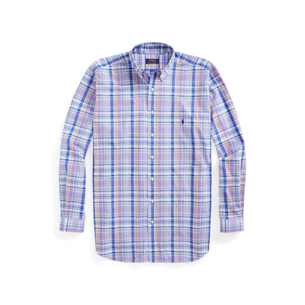Purple/Yellow Multi Plaid Stretch Poplin Shirt Big & Tall 2