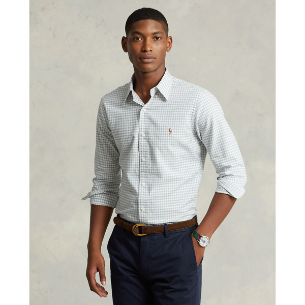 Grey Heather/White Classic Fit Gingham Oxford Shirt Polo Ralph Lauren 1