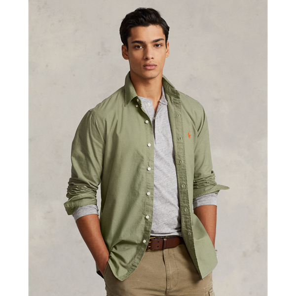 Sage Green Classic Fit Garment-Dyed Oxford Shirt Polo Ralph Lauren 1