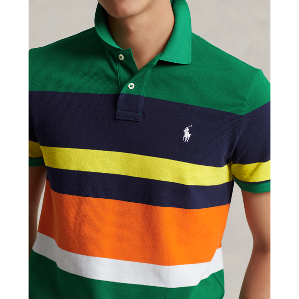 Classic Fit Striped Mesh Polo Shirt