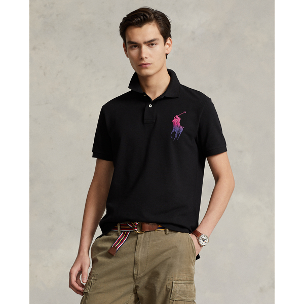 Polo Black Classic Fit Big Pony Mesh Polo Shirt Polo Ralph Lauren 1
