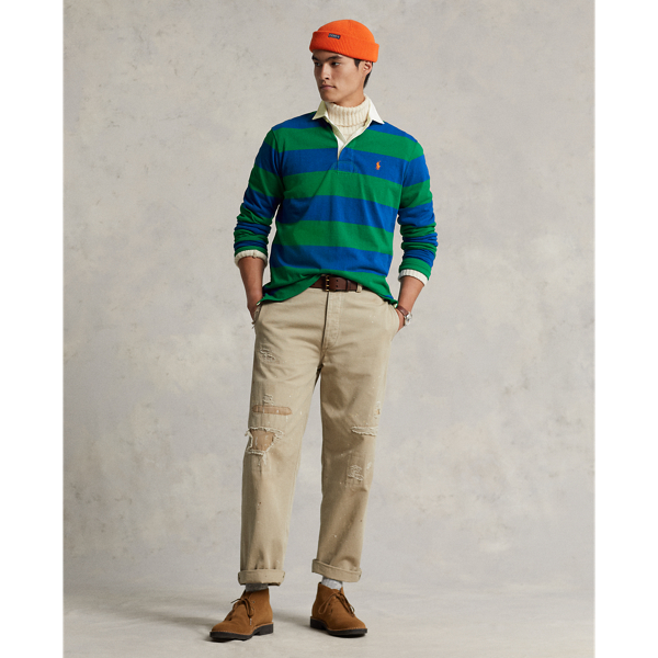 Sapphire Star/Green Classic Fit Striped Jersey Rugby Shirt Polo Ralph Lauren 4