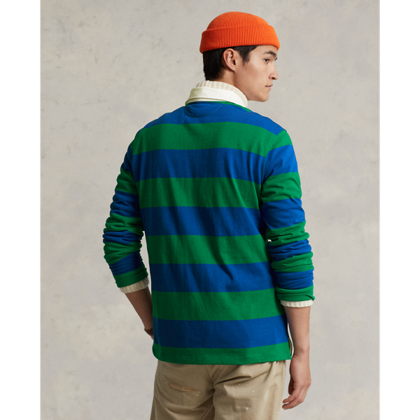 Sapphire Star/Green Classic Fit Striped Jersey Rugby Shirt Polo Ralph Lauren 5