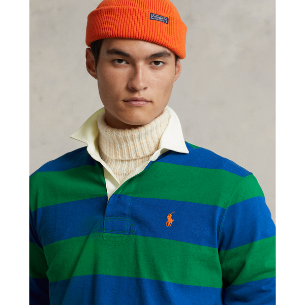 Sapphire Star/Green Classic Fit Striped Jersey Rugby Shirt Polo Ralph Lauren 6