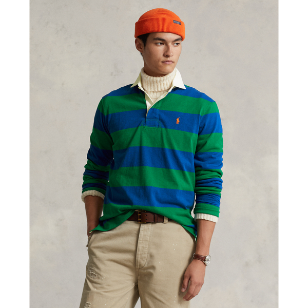 Sapphire Star/Green Classic Fit Striped Jersey Rugby Shirt Polo Ralph Lauren 7